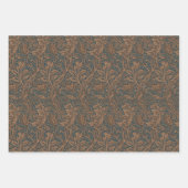 Morris Arcadia Floral Pattern Classic Blue Yellow ラッピングペーパーシート (正面3)