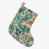 Morris Inspired Tulips,Peonies,Acanthus Green ラージクリスマスストッキング (正面 (吊り時))