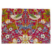 Morris Red Background Strawberry Thief Pattern ラージペーパーバッグ (裏面)