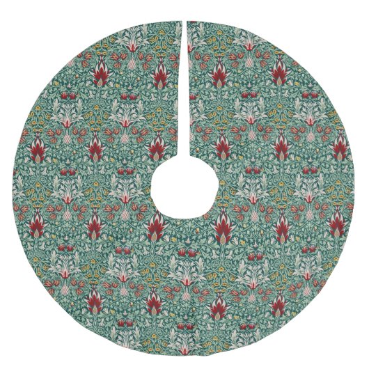 Morris Snakeshead Floral Classic Botanical Green ブラッシュドポリエステルツリースカート (正面)