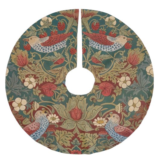 Morris - Strawberry Thief  #2 Floral Pattern  ブラッシュドポリエステルツリースカート (正面)