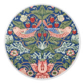 Morris Strawberry Thief Floral Pattern Blue Green セラミックノブ (正面)