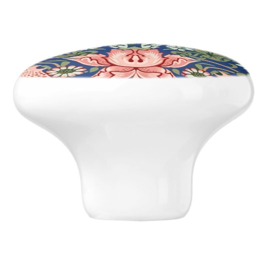 Morris Strawberry Thief Floral Pattern Blue Green セラミックノブ (側面)