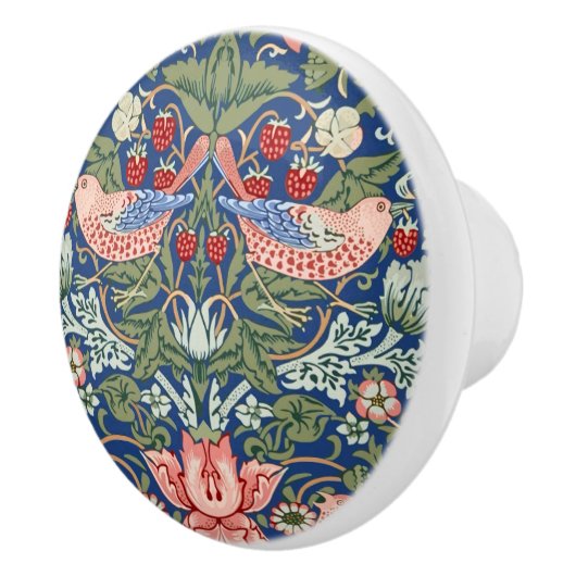 Morris Strawberry Thief Floral Pattern Blue Green セラミックノブ (右)