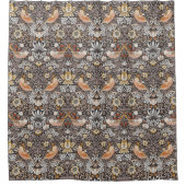 Morris Strawberry Thief Floral Pattern Earth Tones シャワーカーテン (正面)