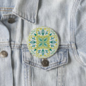 Morris Yellow Turquoise Vine & Flower Pattern 缶バッジ (インサイチュ)