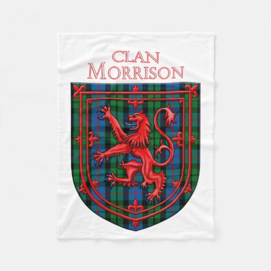 Morrison Tartan Scottish Plaid Lion Rampant フリースブランケット (正面)