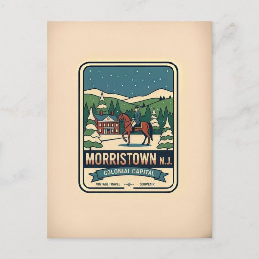 Morristown NJ Retro 1950s Travel ポストカード (正面)