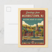 Morristown NJ Retro Travel 1950s Style ポストカード (正面/裏面)