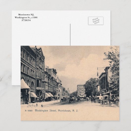 Morristown NJ, Washington St., c1906 ポストカード (正面/裏面)