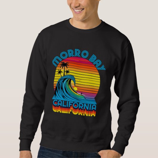 Morro Bay California Retro Throwback Surf & Beach  スウェットシャツ (正面)