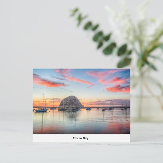 Morro Rock At Duskはがき ポストカード (スタンド正面)