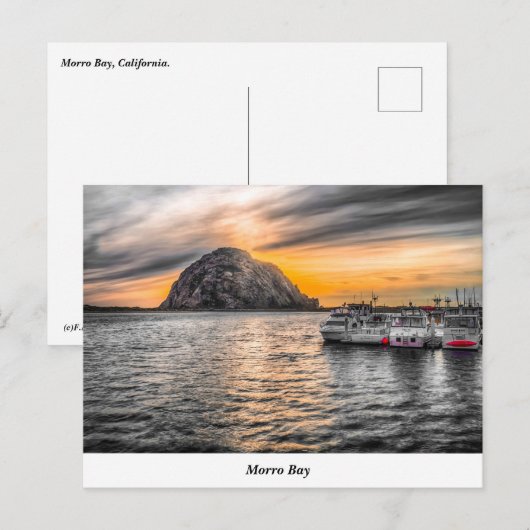 Morro Rock At Duskはがき ポストカード (正面/裏面)