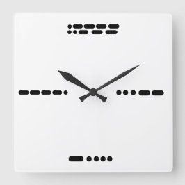 Morseコード時計3、6、9、12 スクエア壁時計