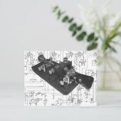 Morseコード無線鍵回路図はがき ポストカード (スタンド正面)