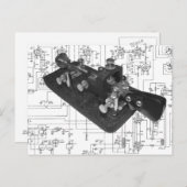 Morseコード無線鍵回路図はがき ポストカード (正面/裏面)