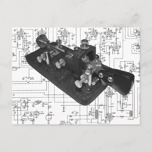 Morseコード無線鍵回路図はがき ポストカード (正面)