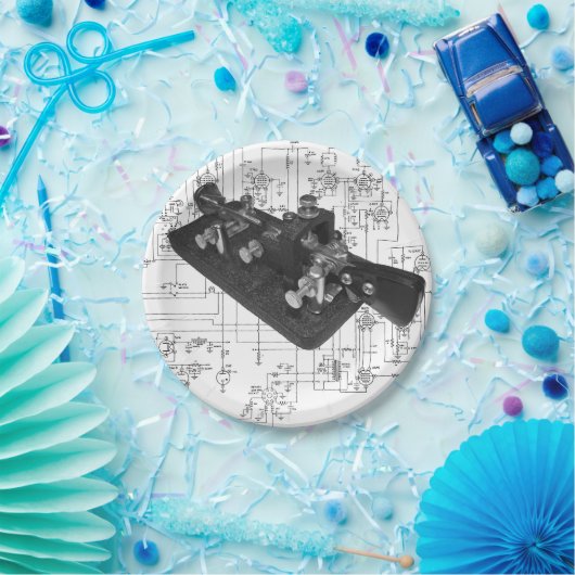 Morseコード無線鍵回路図紙プレート ペーパープレート (パーティー)