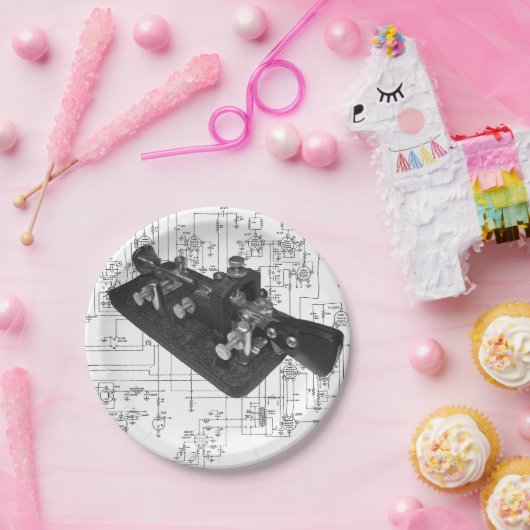 Morseコード無線鍵回路図紙プレート ペーパープレート (パーティー)