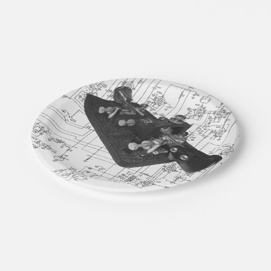 Morseコード無線鍵回路図紙プレート ペーパープレート (アングル)