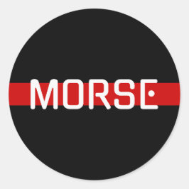 MORSEコード赤線デザイン ラウンドシール