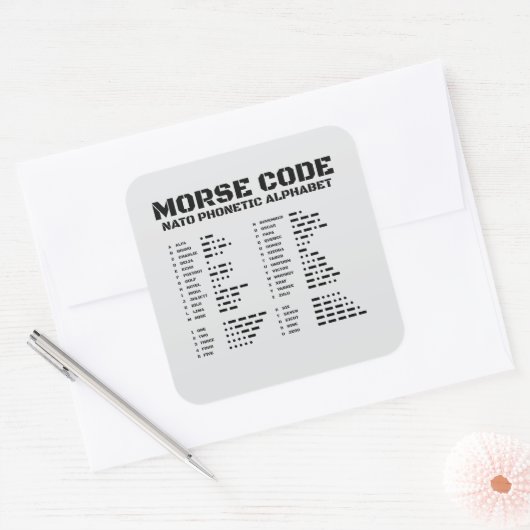 Morse Code Alphabet NATO Phonetic Reference A Z スクエアシール (封筒)