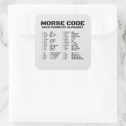 Morse Code Alphabet NATO Phonetic Reference A Z スクエアシール (バッグ)