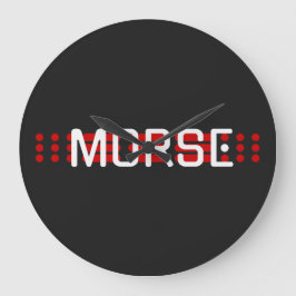 MORSE SOS – レッドシグナルコードデザイン ラージ壁時計