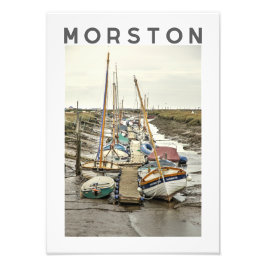 Morston Boats at Low Tide, North Norfolk フォトプリント