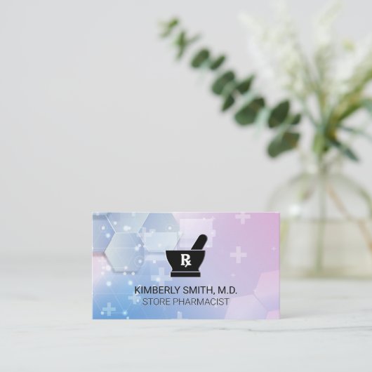 Mortar Pestle Logo | Pharmacist | Health Medicine 名刺 (スタンド正面)