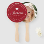 Mortarboardスクリプト編集可能なカラー大学院の写真 ハンドファン (正面&裏面)