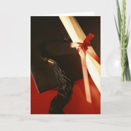 Mortarboard, Diploma, Red Ribbon卒業カード カード