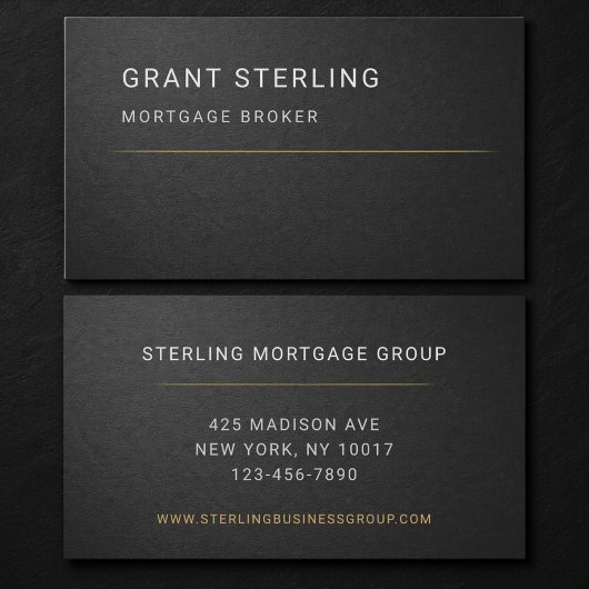Mortgage Broker Black Professional 名刺