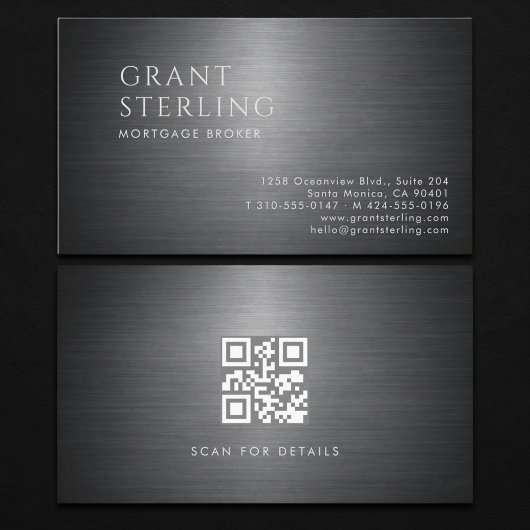 Mortgage Broker Metallic QR Code 名刺