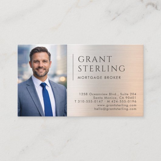 Mortgage Broker Photo Metallic 名刺 (正面)