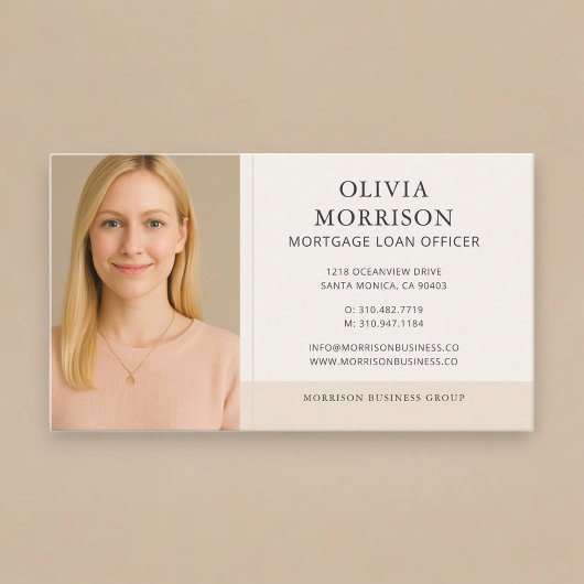 Mortgage Loan Officer Neutral Beige Photo 名刺