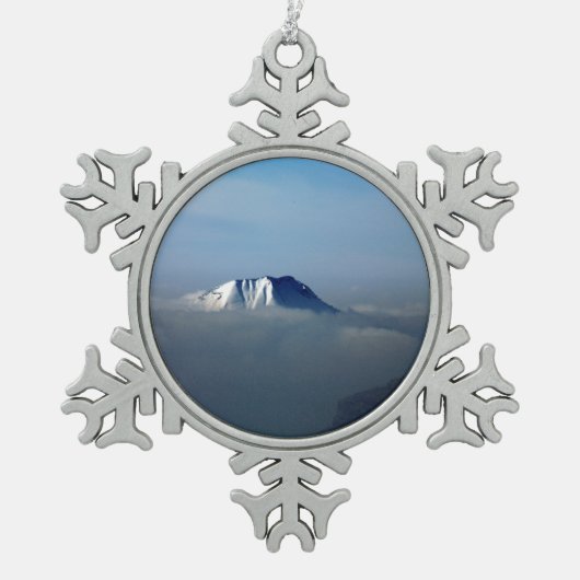 Morzineフランスホリデーカードアクリルプリント写真Bl スノーフレークピューターオーナメント (正面)
