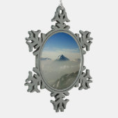 Morzineフランスホリデーカードポスターフォトブロック スノーフレークピューターオーナメント (左)