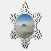 Morzineフランスホリデーカードポスターフォトブロック スノーフレークピューターオーナメント (右)