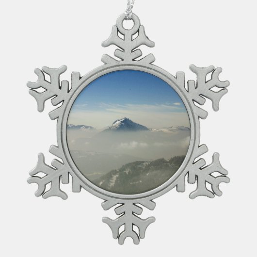 Morzineフランスホリデーカードポスターフォトブロック スノーフレークピューターオーナメント (正面)