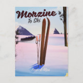 Morzine,アルプフランスのスのスキーポスター ポストカード (正面)