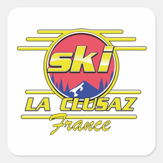 Morzine France Ski 80sロゴ スクエアシール (正面)