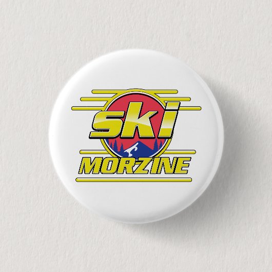 Morzine France Ski 80sロゴ 缶バッジ (正面)