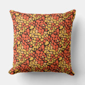 Mosaic abstract pattern tile yellow orange black クッション (正面)