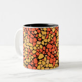 Mosaic abstract pattern tile yellow orange black ツートーンマグカップ (正面左)