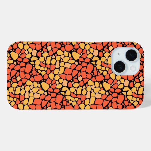 Mosaic abstract pattern tile yellow orange black Case-Mate iPhoneケース (裏面 (横))