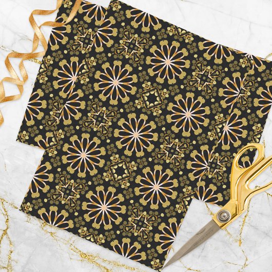 Mosaic Arabesque Gold and Black Geometric Pattern 薄葉紙