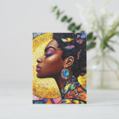 Mosaic Black Queen Art Gold Jewel Tone ポストカード (スタンド正面)