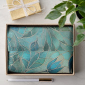 Mosaic Blue Teal Floral Pattern Decoupage 薄葉紙 (ギフト)