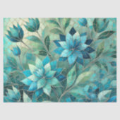 Mosaic Blue Teal Floral Pattern Decoupage 薄葉紙 (正面)